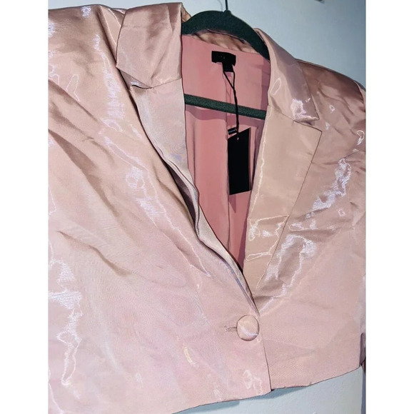 NBD Harmony Mauve Pink Cropped Ripstop Blazer Large New Womens Jacket - Picture 8 of 10